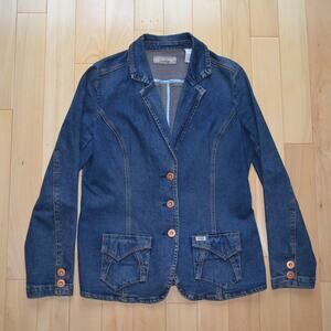Levi's Denim Blue Jean Blazer Jacket Size Large Copper Buttons